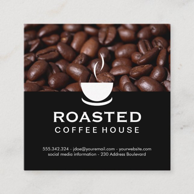 Coffee Beans Square Business Card (Front)