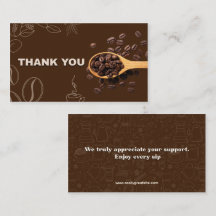 Coffee Beans Thank You Card Dark Brown