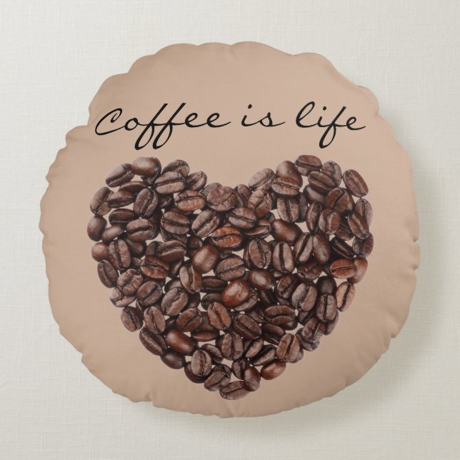 Coffee Beans Theme Round Cushion (Front)