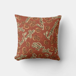 Coffee beans: typography vintage pattern. cushion