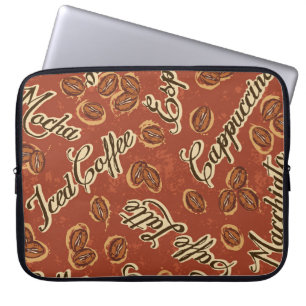 Coffee beans: typography vintage pattern. laptop sleeve