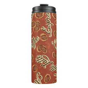 Coffee beans: typography vintage pattern. thermal tumbler