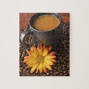 Coffee Beans & Yellow Daisy Jigsaw Puzzle