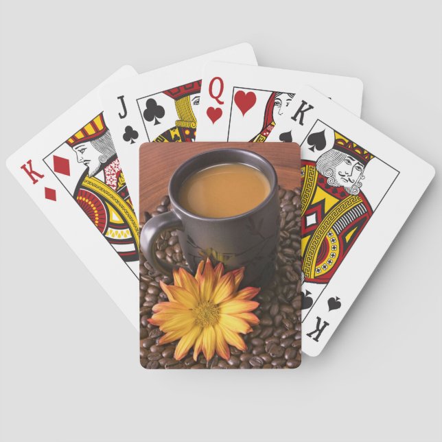 Coffee Beans & Yellow Daisy  Playing Cards (Back)