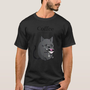 Coffee Because Murder is Wrong Black Cat Drinks Co T-Shirt