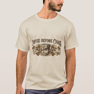 Coffee Before Chaos Vintage Espresso Machine Illus T-Shirt