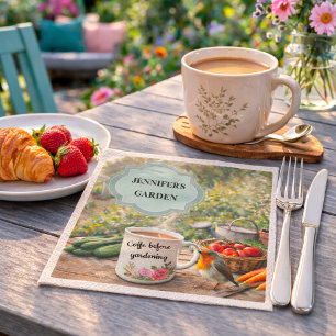 Coffee before gardening robin garden personal  napkin