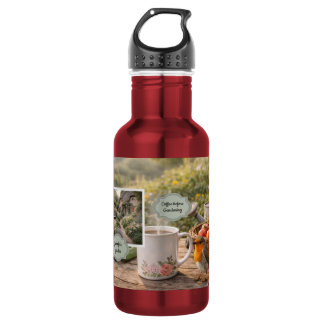 Coffee before gardening robin morning garden photo 532 ml water bottle