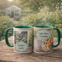 Coffee before gardening robin morning garden photo