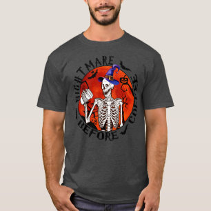 Coffee before Nightmare Halloween Skeleton T-Shirt