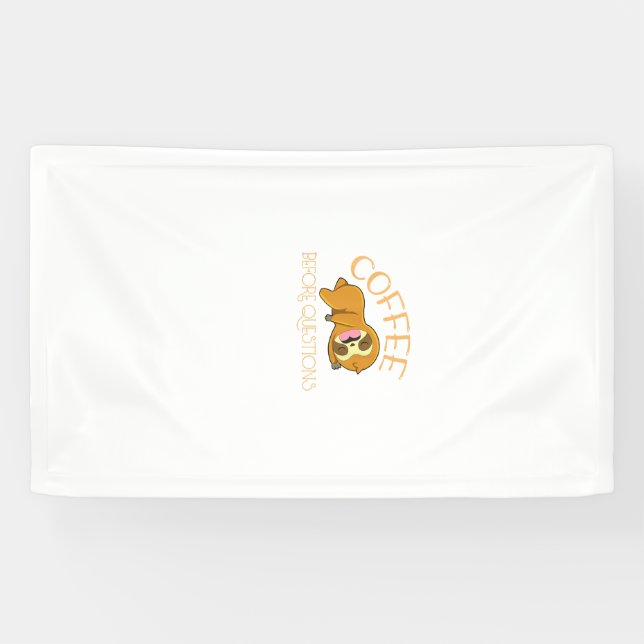 Coffee Before Questions Sloth T-Shirt Banner (Horizontal)