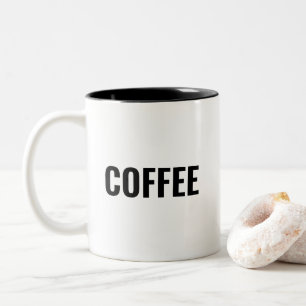 "Coffee" black letters white Two-Tone Coffee Mug