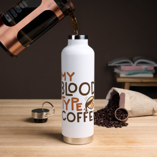 Coffee Blood Type Graphic for Coffee Lover Gift Water Bottle
