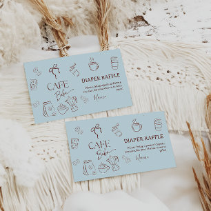 Coffee Blue Bow Cafe Bebe Boy Baby Shower Diaper Enclosure Card