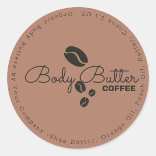 Coffee Body Butter Bath Soap Branding Classic Round Sticker