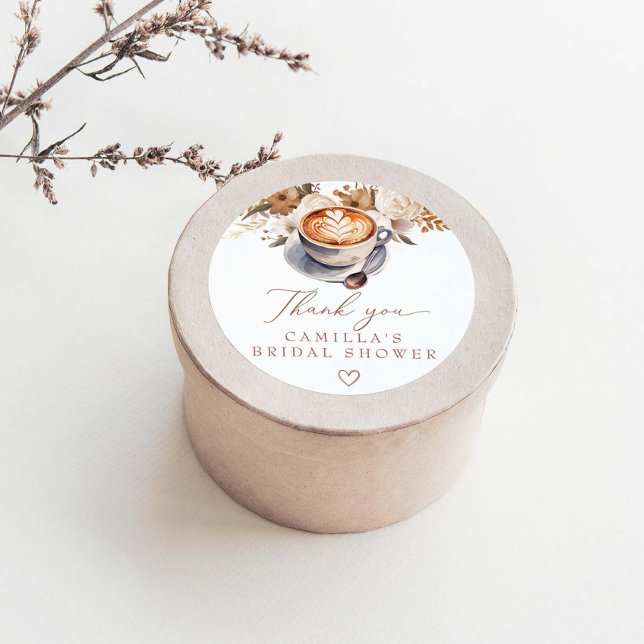 Coffee Boho  Bridal Shower Classic Round Sticker (Creator Uploaded)