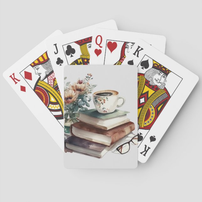 Coffee Boho Floral Watercolor  Playing Cards (Back)