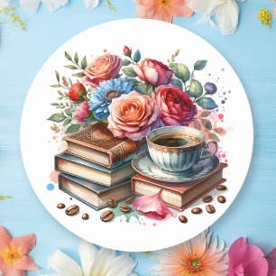 Coffee, Books and Flowers Envelope Seal