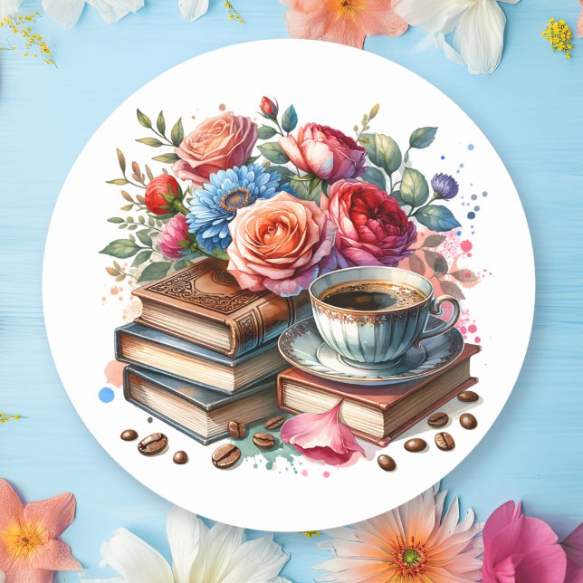Coffee, Books and Flowers Envelope Seal (Creator Uploaded)