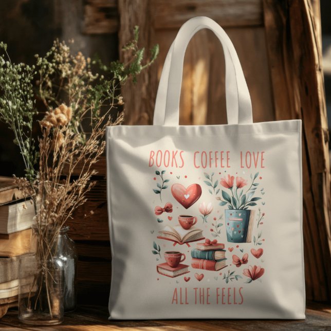 Coffee, Books, and Love Tote Bag (Creator Uploaded)