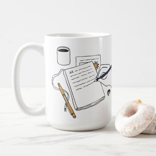 Coffee, Books & Late Nights – Custom Name Mug (With Donut)