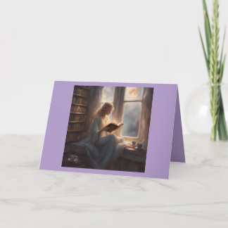Coffee Books Moonlight Relaxing lavender Birthday Card