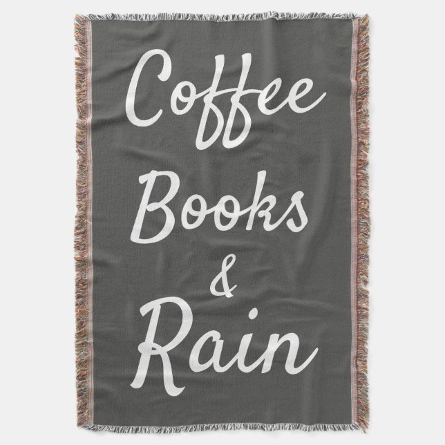 Coffee Books & Rain Cool Book Lovers Throw Blanket (Front Vertical)