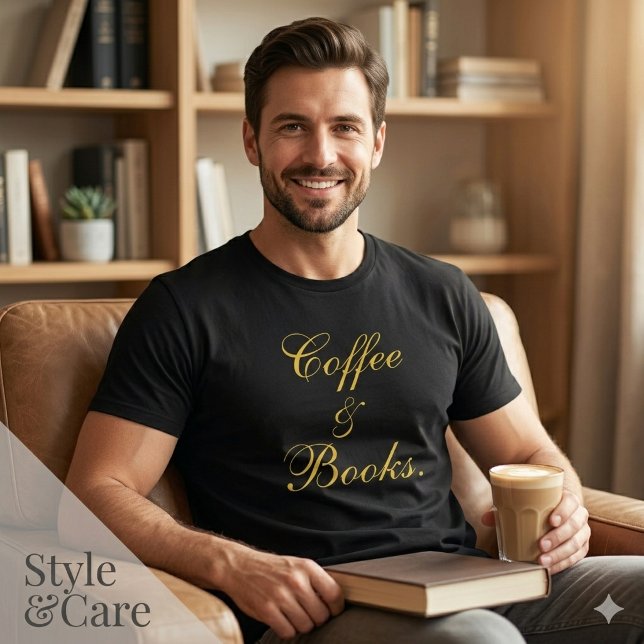 Coffee & Books Text Black Men's Tri-Blend Shirt (Coffee & Books Text Black Men's Tri-Blend Shirt)