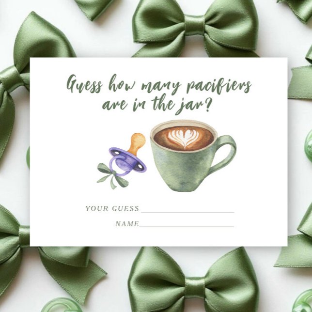 Coffee Bow Baby shower Guess how many pacifiers Enclosure Card (Creator Uploaded)
