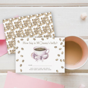 Coffee Bow Baby shower How big is mummy's belly  Enclosure Card