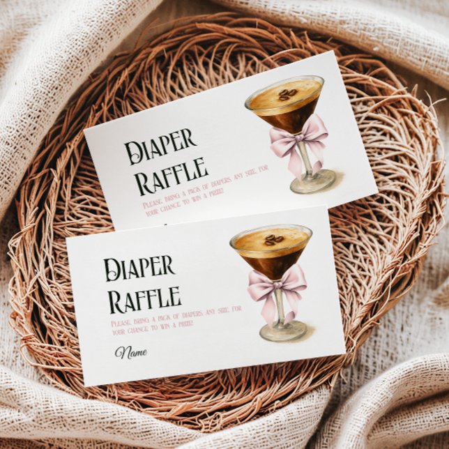 Coffee Bow Espresso Martini Baby Shower Diaper Enclosure Card (Creator Uploaded)