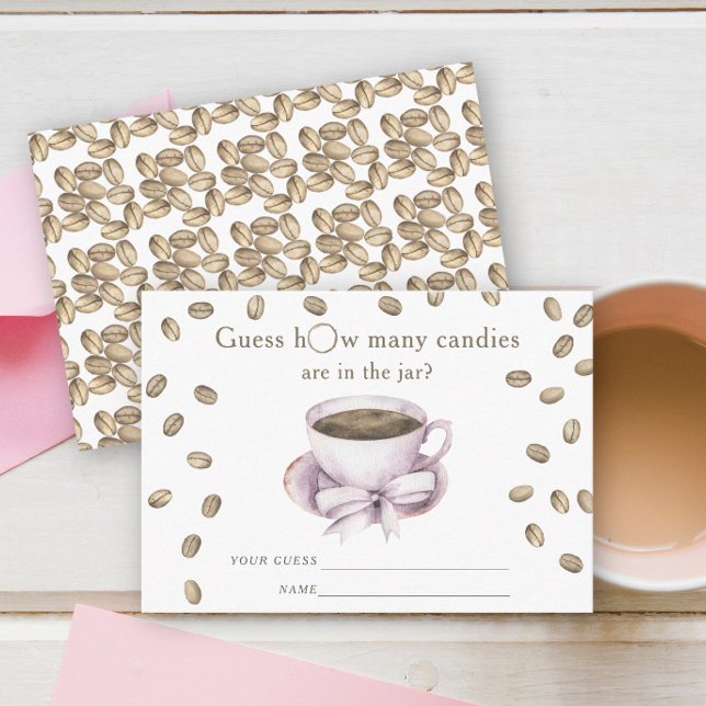 Coffee Bow Girl Baby shower Guess how many candies Enclosure Card (Creator Uploaded)