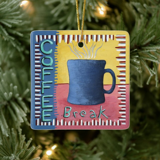 Coffee Break  Ceramic Ornament (Tree)
