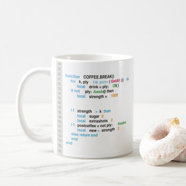 Coffee Break Coding Software Engineer Funny Mug (With Donut)