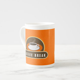 Coffee Break Cup Orange Cafe Bone China Mugs