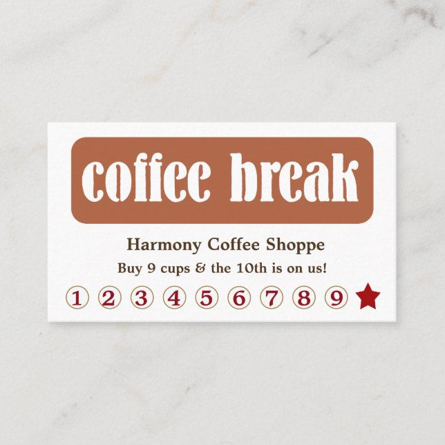 Coffee Break Customer Loyalty Discount Card (Front)