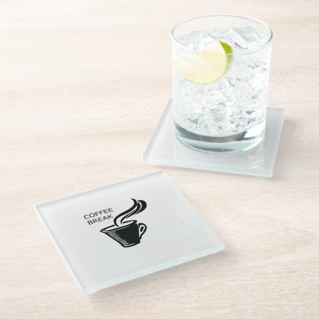Coffee Break Glass Coaster (Angled)