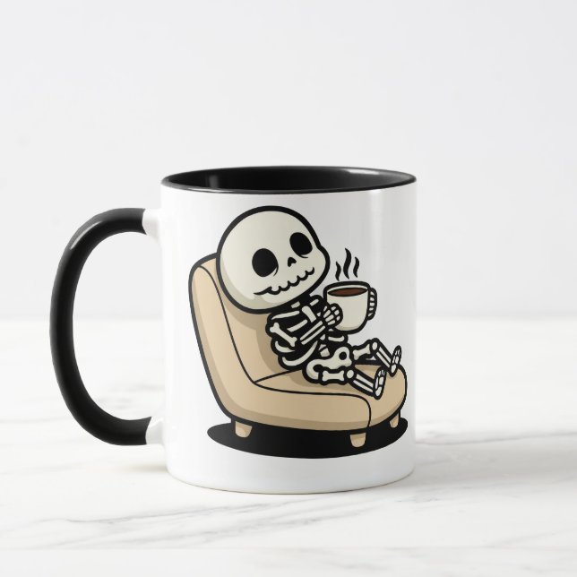 Coffee Break – Grim Reaper Dark Humor Coffee Mug (Left)