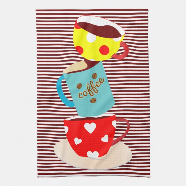 Coffee Break Stripes Tea Towel (Vertical)