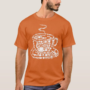 Coffee Brewed Steaming Java Picture Mosaic Cup Sau T-Shirt
