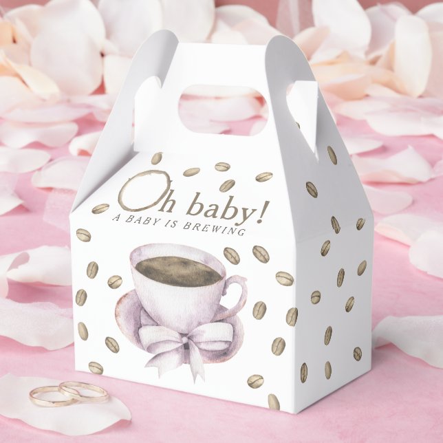 Coffee brewing and a bow Baby shower Favour Box (Wedding)