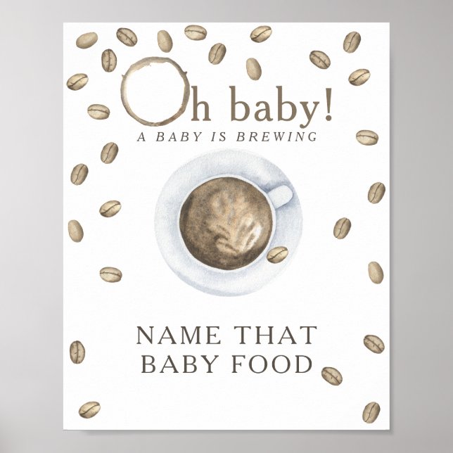 Coffee brewing baby shower Baby food game Poster (Front)