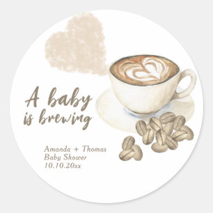 Coffee brewing Baby shower Classic Round Sticker