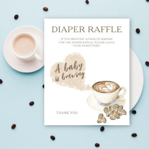 Coffee brewing baby shower - diaper raffle poster