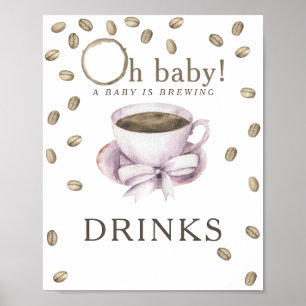 Coffee brewing baby shower Drinks Poster