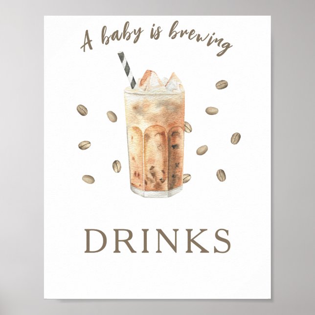 Coffee brewing baby shower - Drinks Poster (Front)