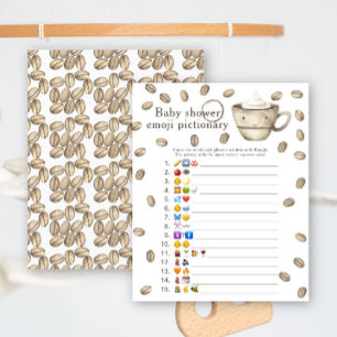 Coffee brewing baby shower Emoji picture game