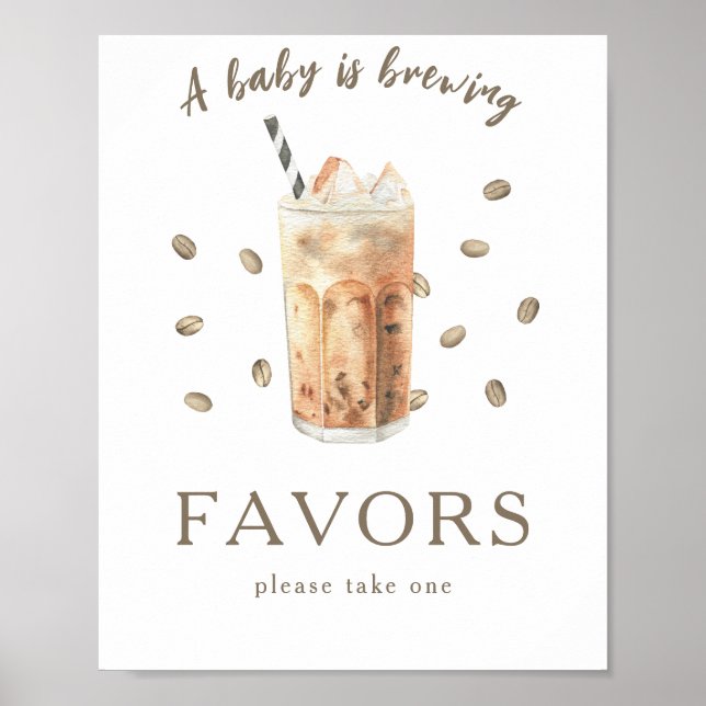 Coffee brewing baby shower Favours Poster (Front)
