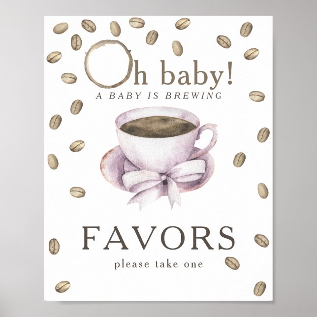 Coffee brewing baby shower Favours Poster (Front)