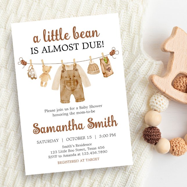 Coffee Brewing Baby Shower  Invitation (Coffee Little Bean Baby Shower Invitation)